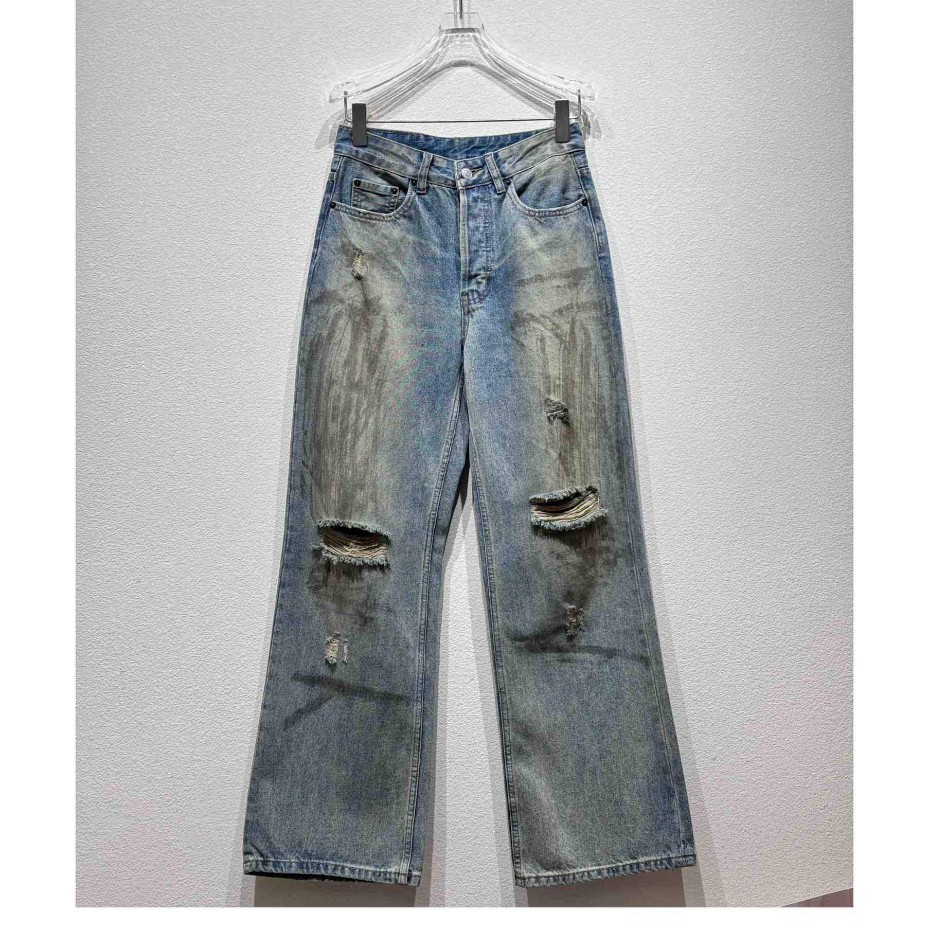 Acne Studios Mud Distressed Micro Flared Baggy Pants - PerfectKickZ