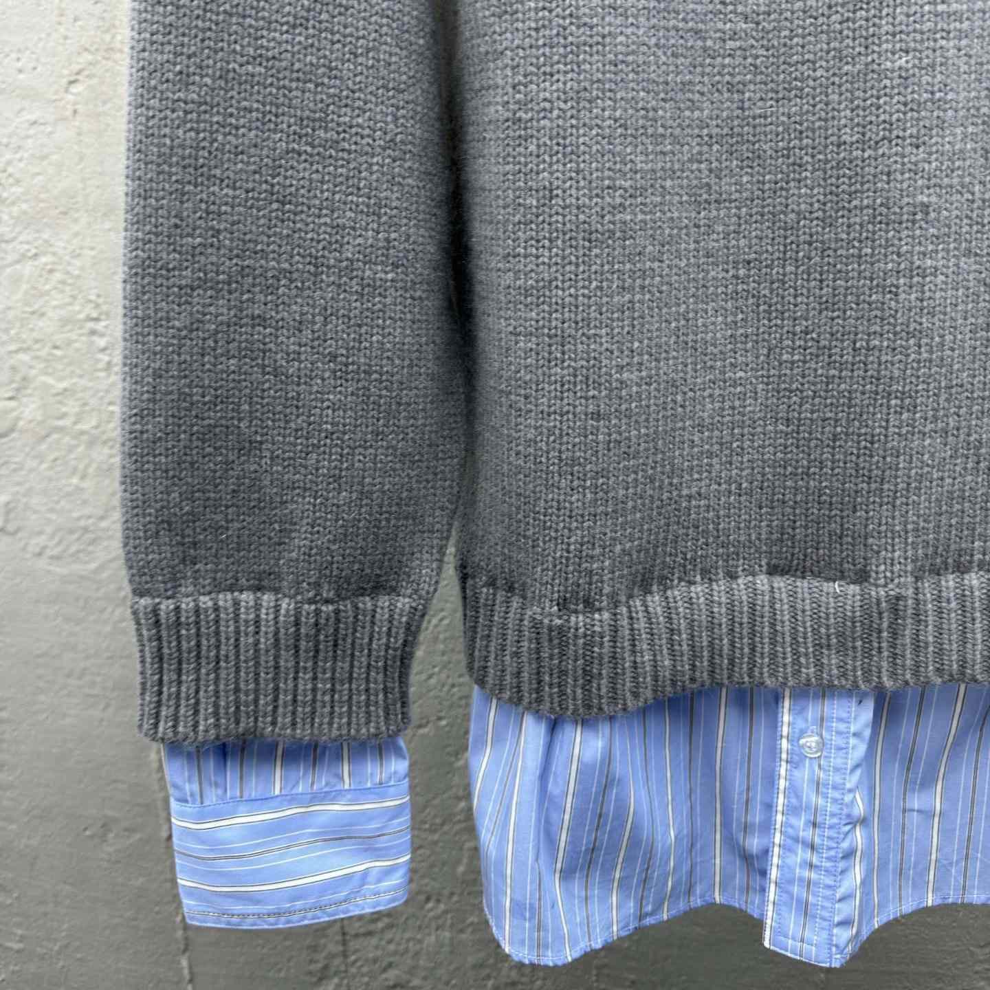 Balenciaga Layered Shirt V-Neck Sweater In Grey - PerfectKickZ