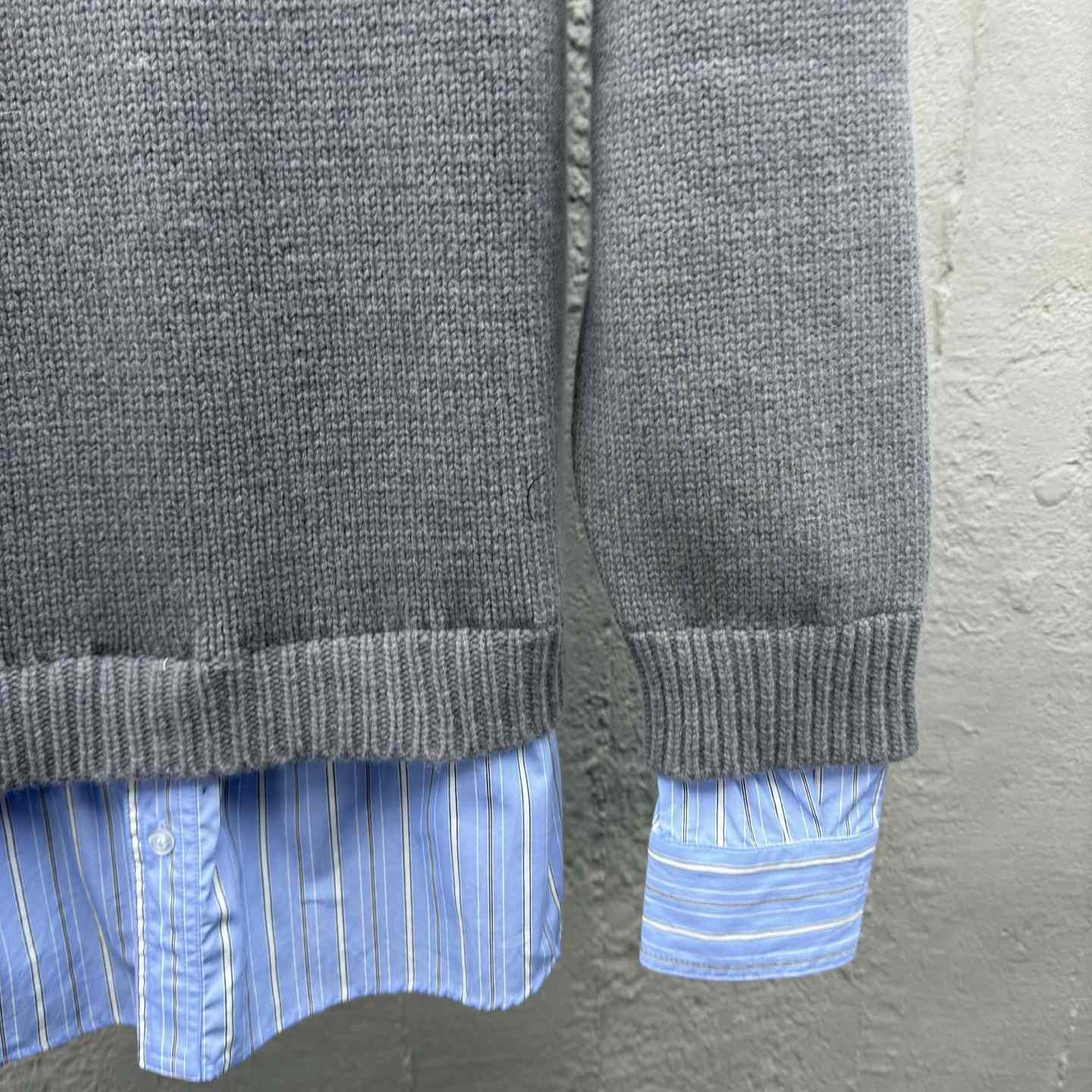 Balenciaga Layered Shirt V-Neck Sweater In Grey - PerfectKickZ