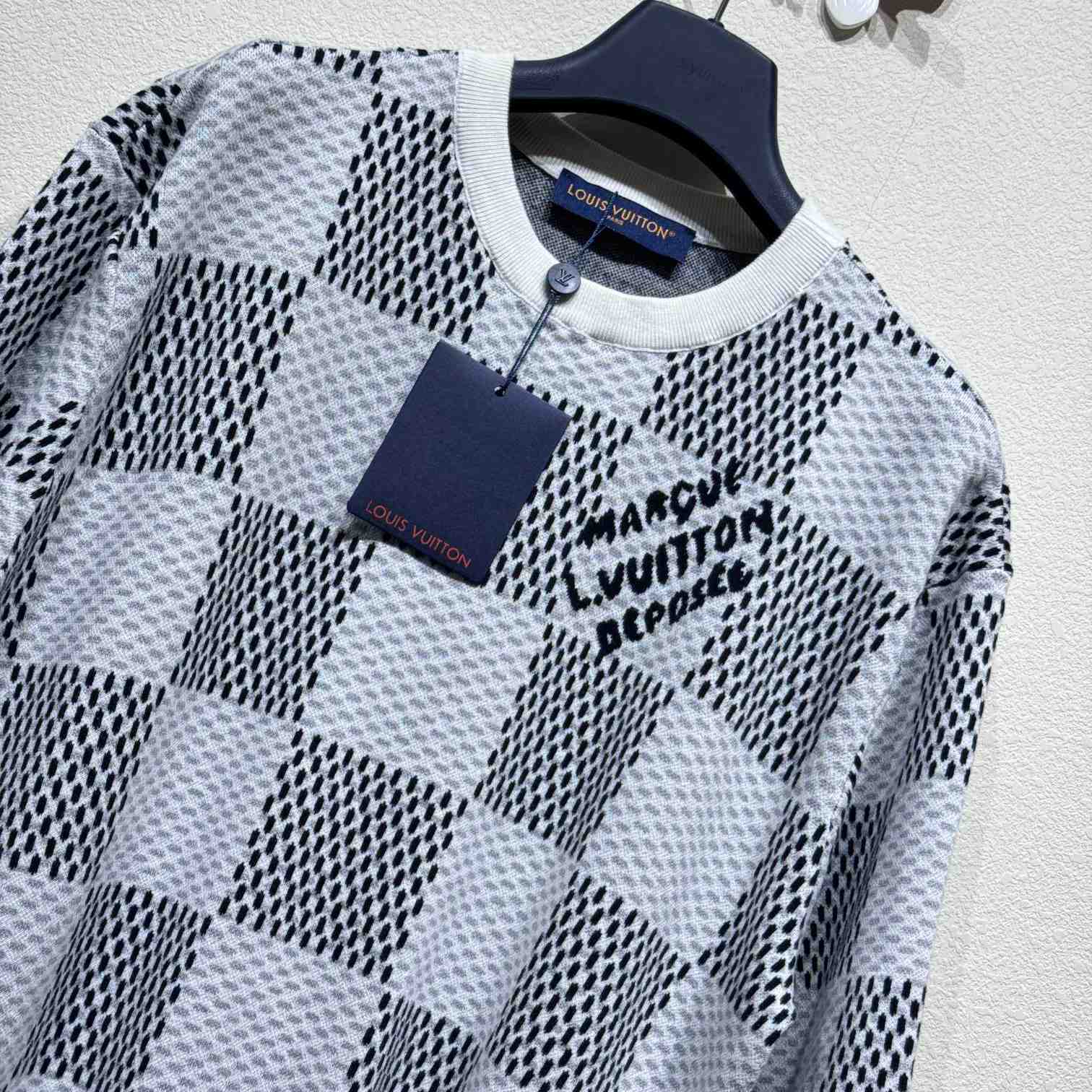 Louis Vuitton Damier Jacquard Short-Sleeved Crewneck   1AHEB7 - PerfectKickZ