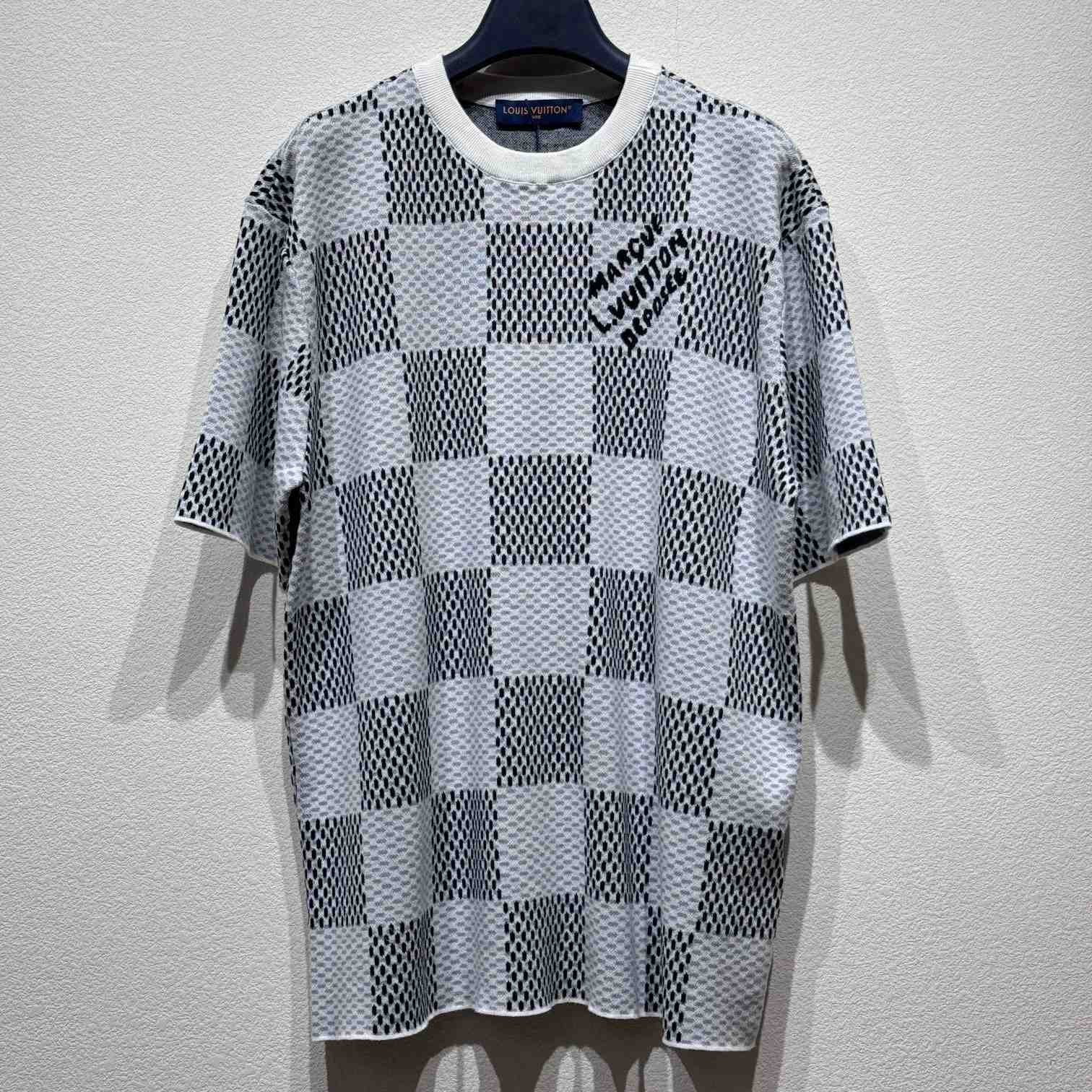 Louis Vuitton Damier Jacquard Short-Sleeved Crewneck   1AHEB7 - PerfectKickZ