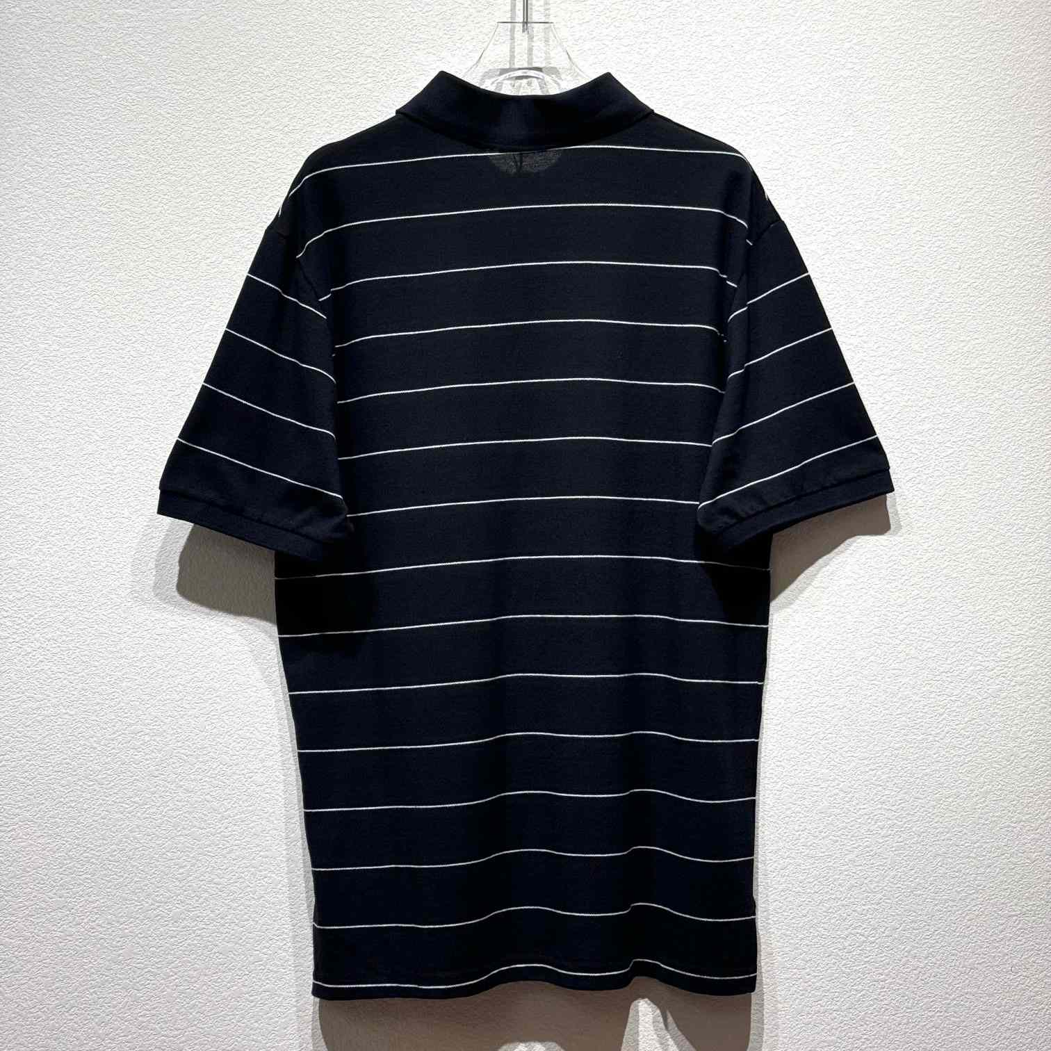 Saint Laurent Cassandre Polo Shirt In Striped Pique - PerfectKickZ