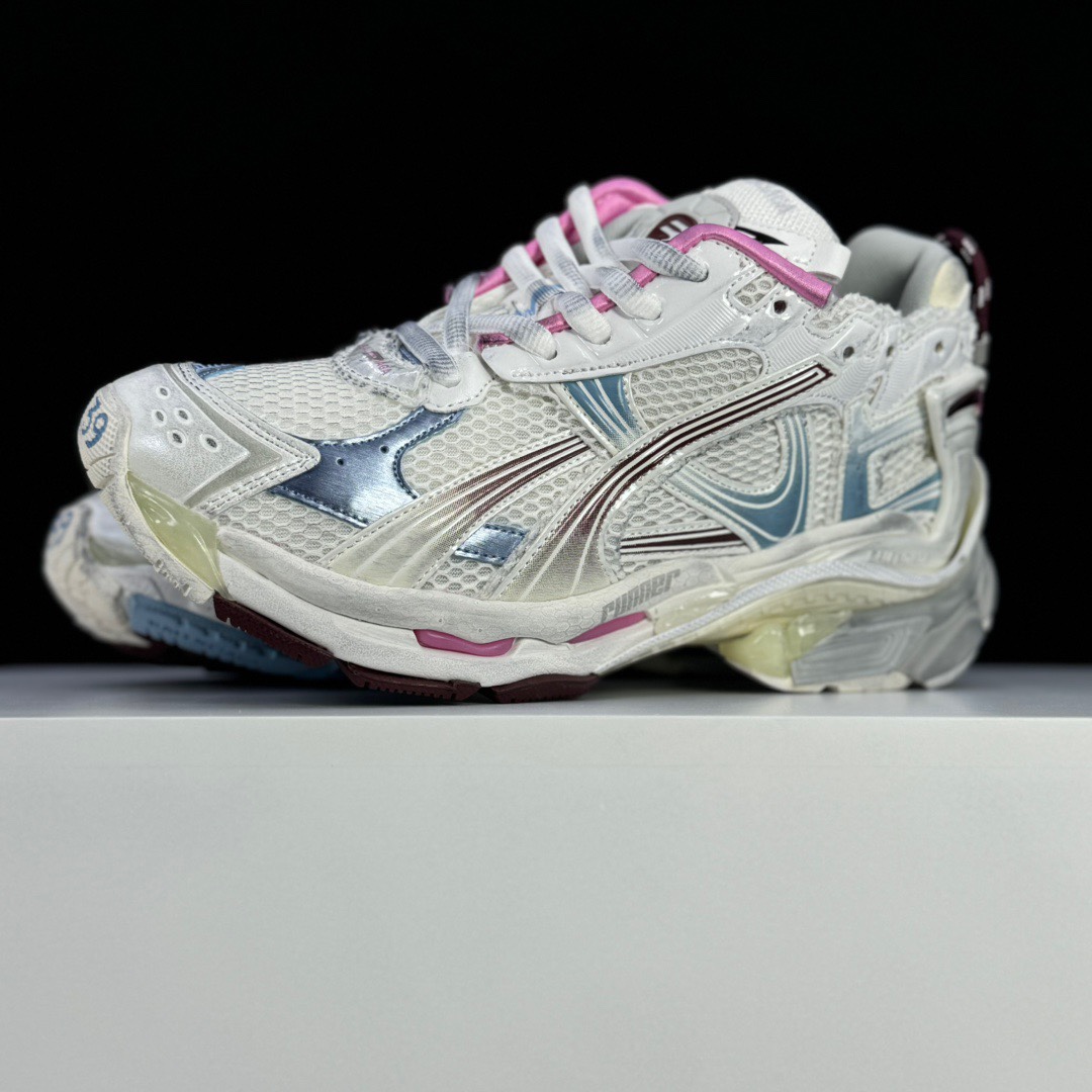 Balenciaga Runner Gradient Sneaker In White, Brown, Blue, Pink And Grey Mesh - PerfectKickZ