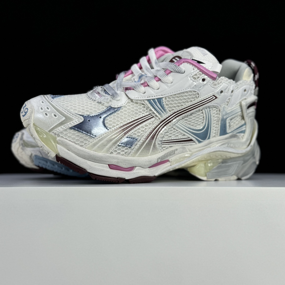 Balenciaga Runner Gradient Sneaker In White, Brown, Blue, Pink And Grey Mesh - PerfectKickZ
