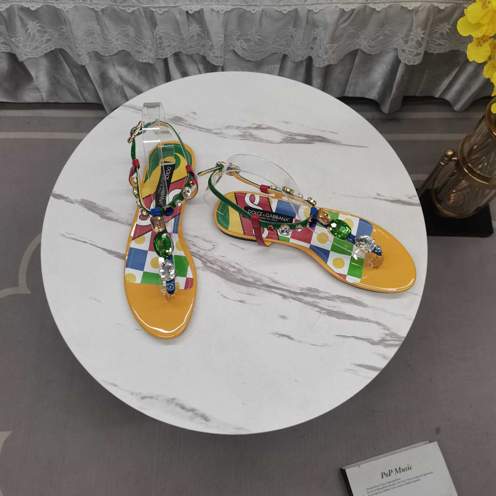Dolce & Gabbana Embellished Patent Leather Thong Sandals - PerfectKickZ