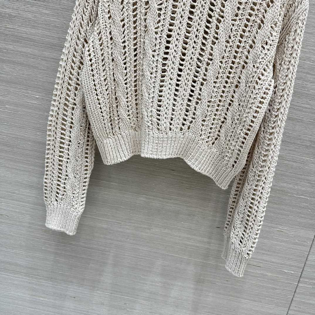 Brunello Cucinelli Jute And Cotton Cable & Mesh Sweater - PerfectKickZ