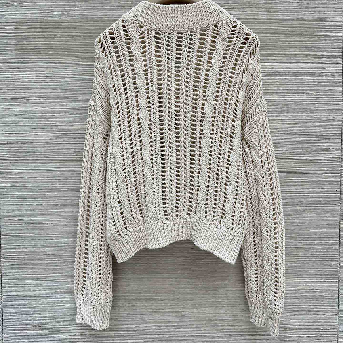 Brunello Cucinelli Jute And Cotton Cable & Mesh Sweater - PerfectKickZ