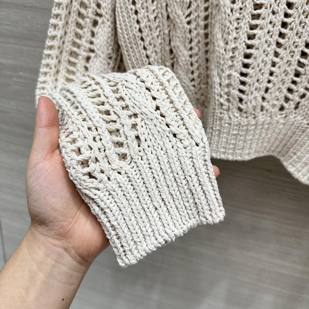 Brunello Cucinelli Jute And Cotton Cable & Mesh Sweater - PerfectKickZ