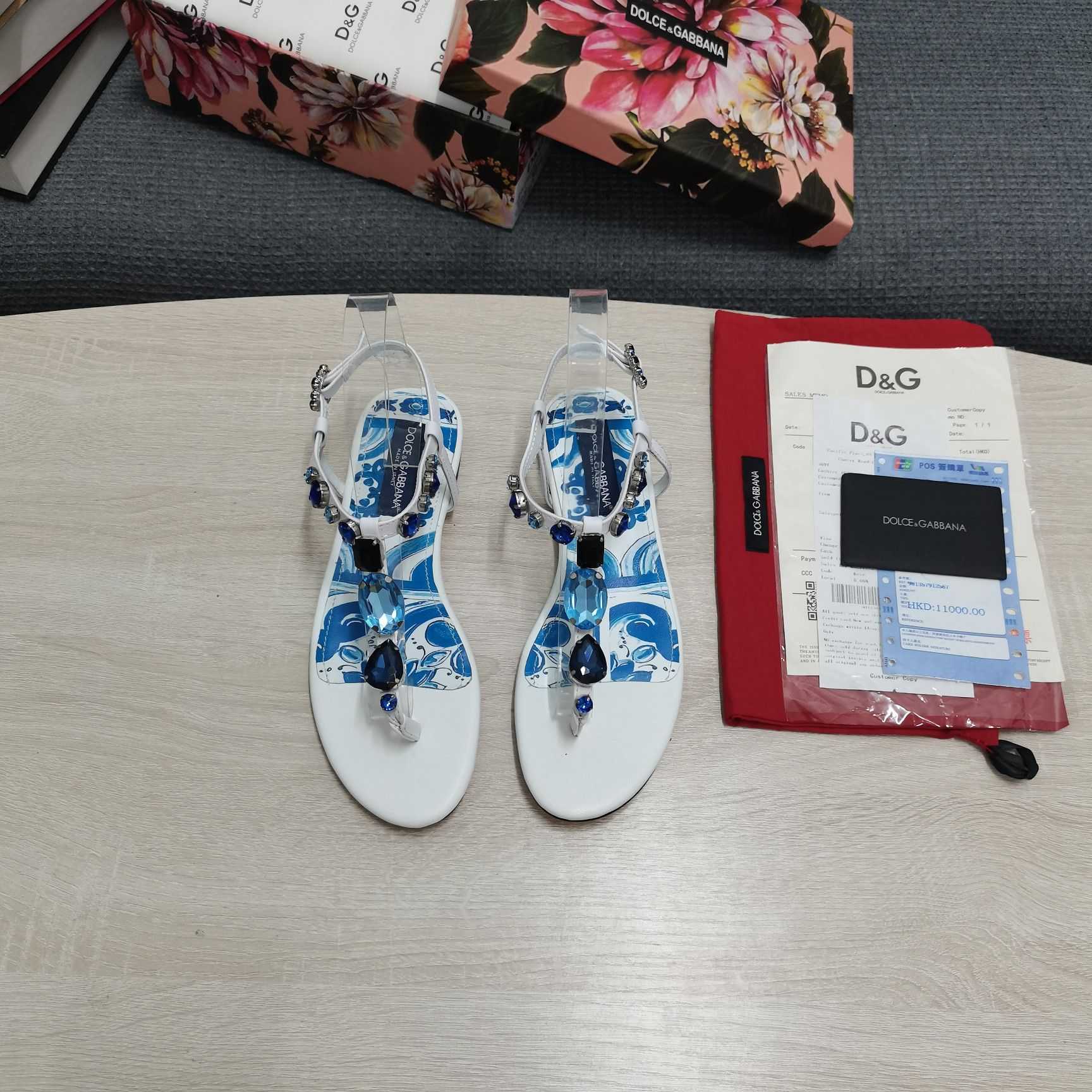 Dolce & Gabbana Patent Leather Thong Sandals With Embroidery - PerfectKickZ