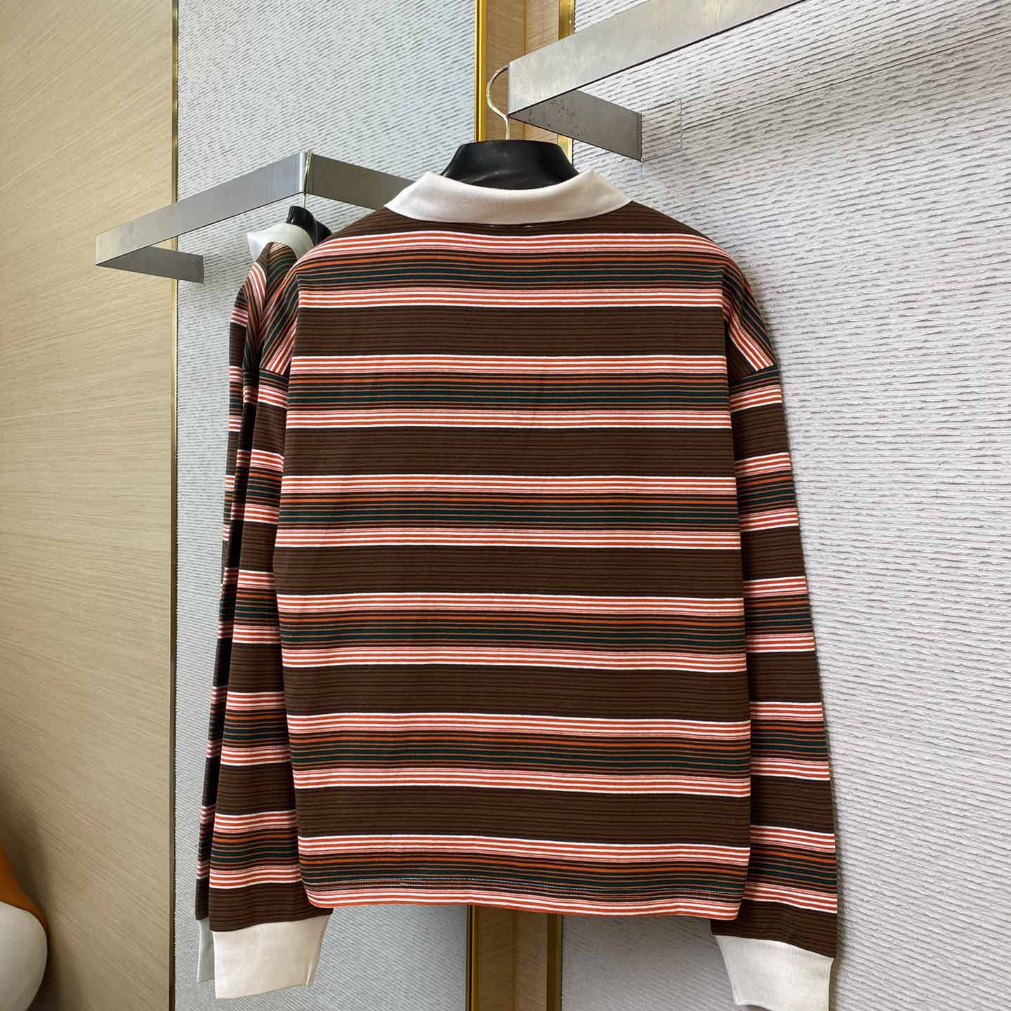 Celine Triomphe Cropped Polo Shirt In Striped Cotton - PerfectKickZ
