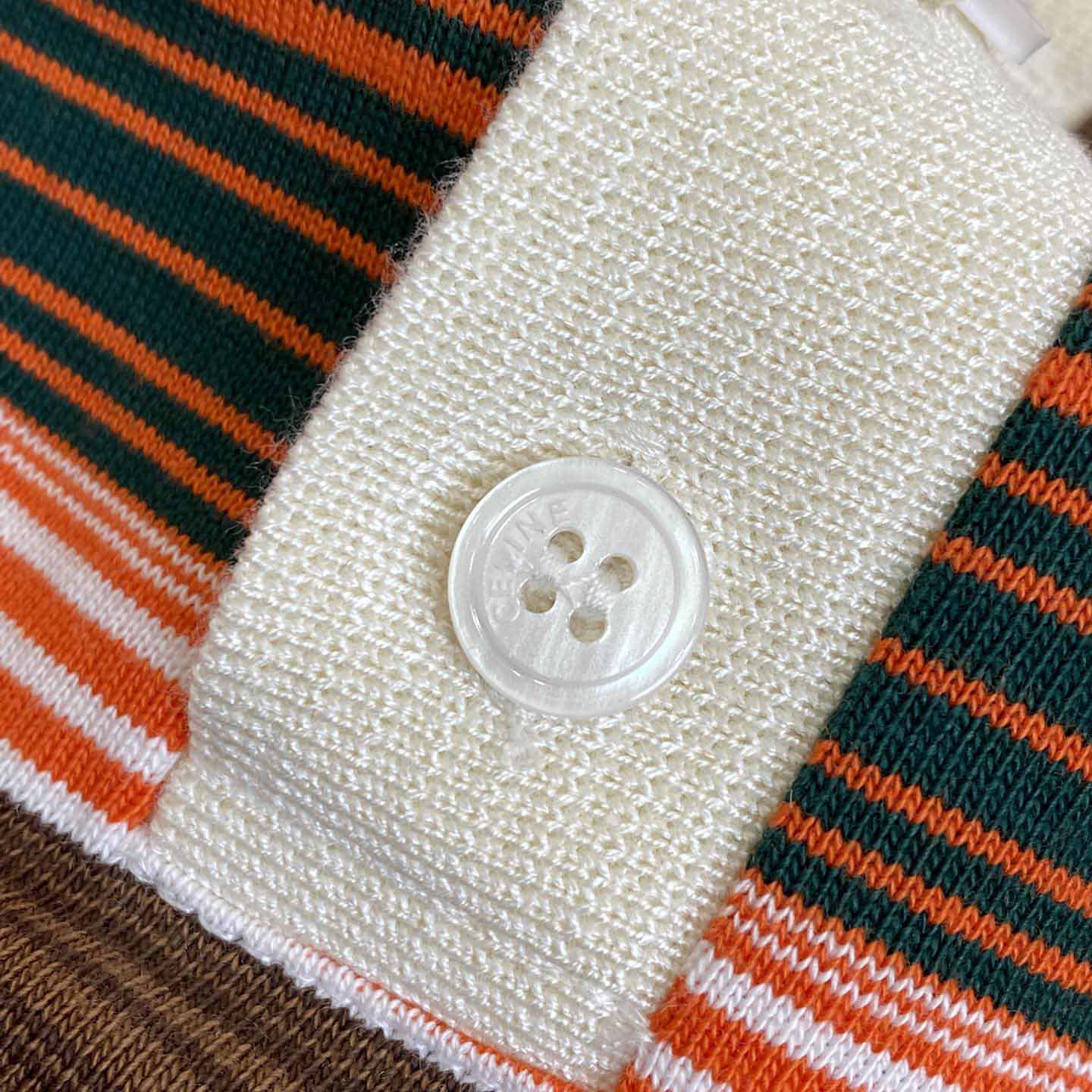 Celine Triomphe Cropped Polo Shirt In Striped Cotton - PerfectKickZ