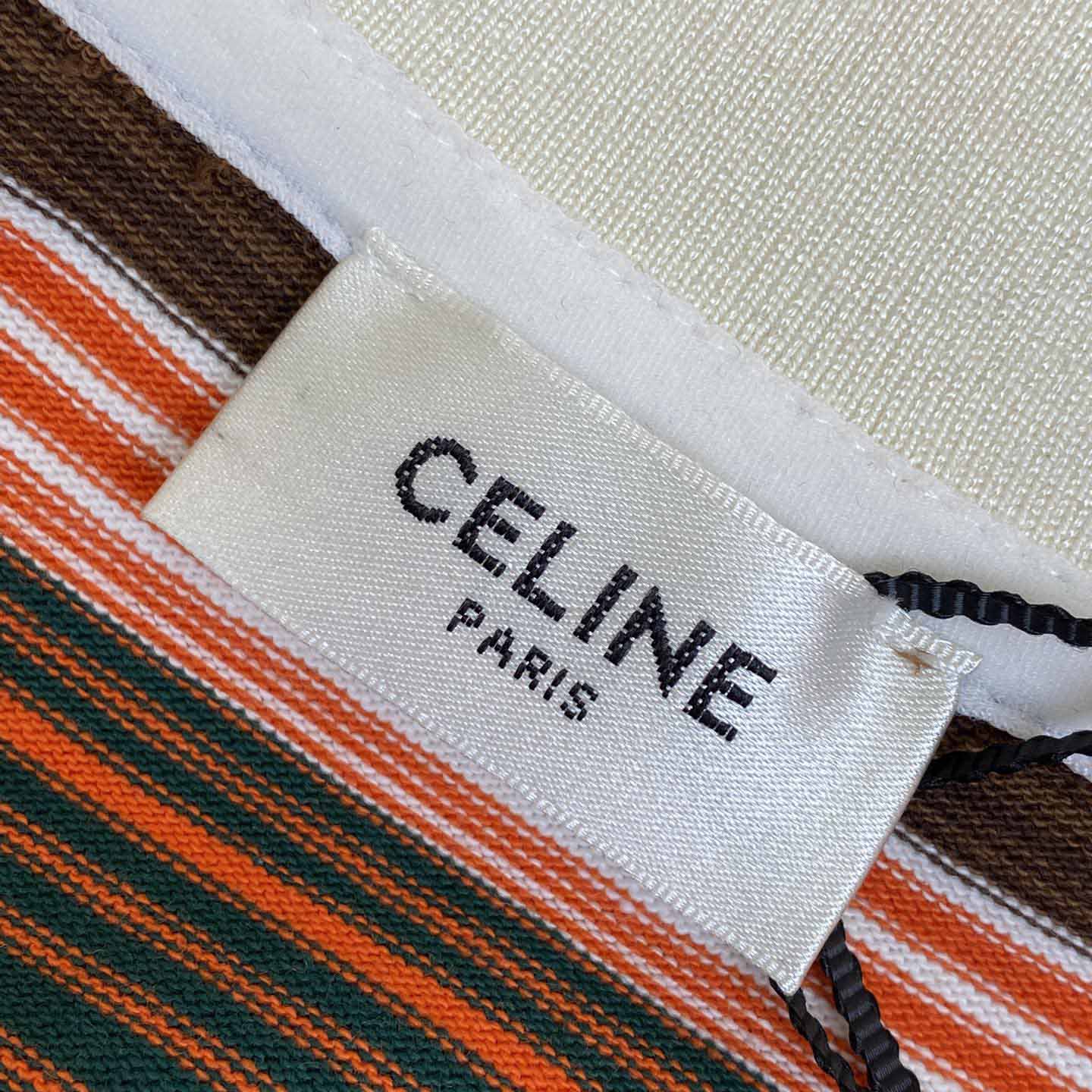 Celine Triomphe Cropped Polo Shirt In Striped Cotton - PerfectKickZ