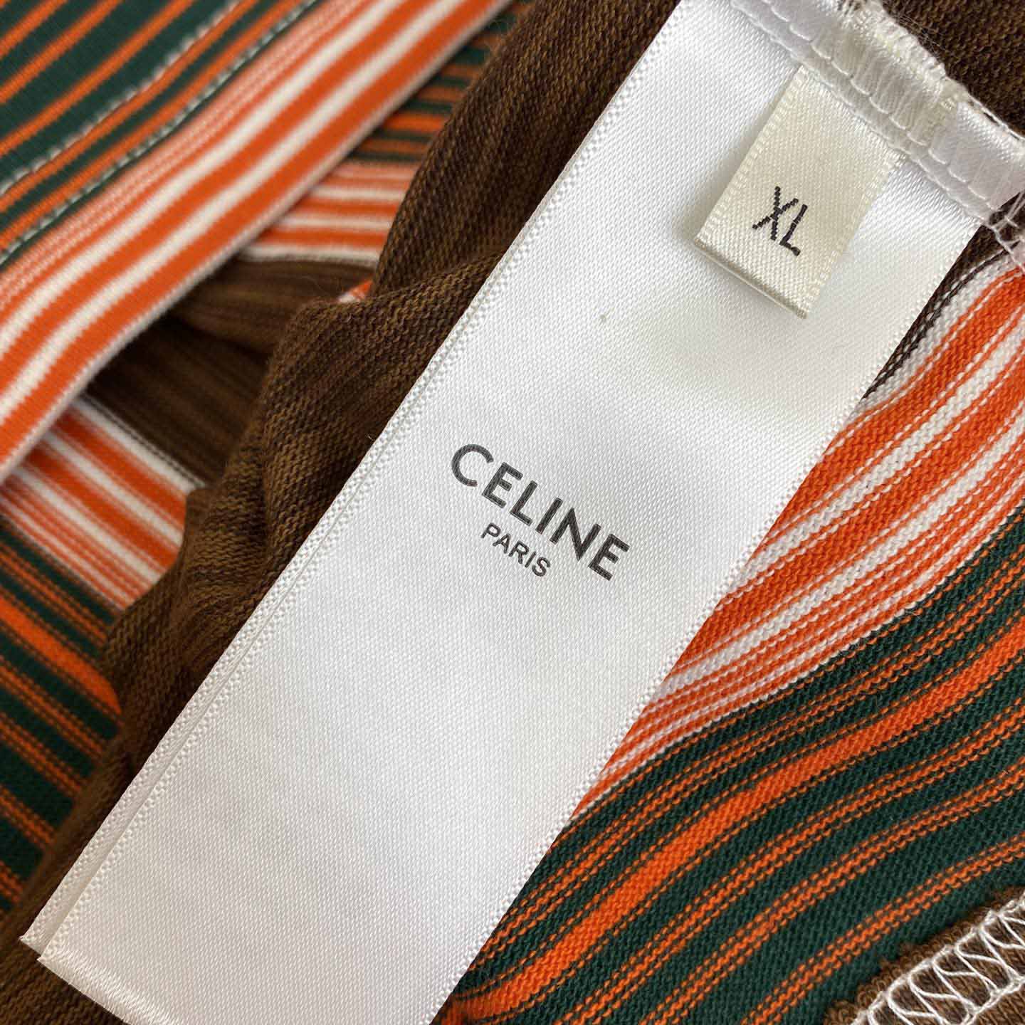 Celine Triomphe Cropped Polo Shirt In Striped Cotton - PerfectKickZ