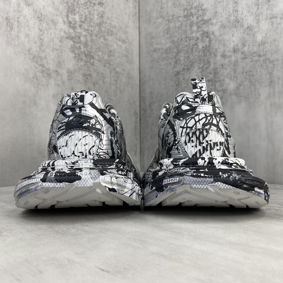 Balenciaga Track Graffiti Sneaker In White And Black Mesh And Nylon - PerfectKickZ