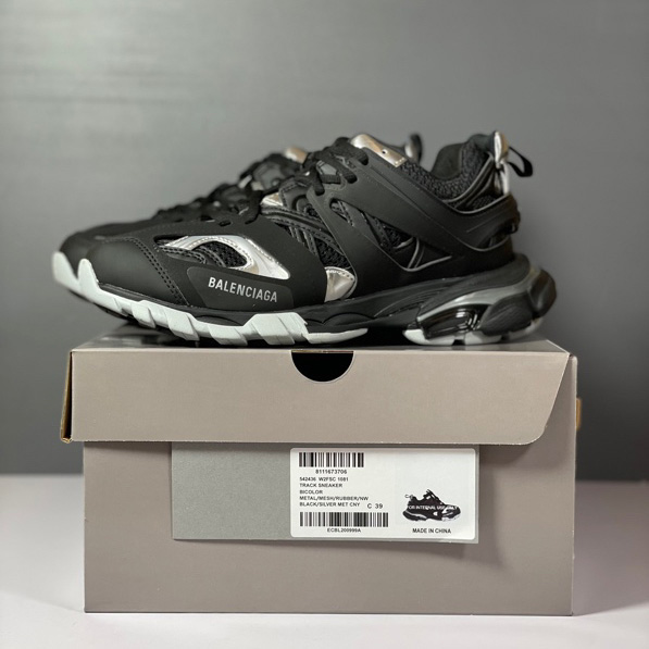 Balenciaga Track Sneaker In Black And Silver Mesh And Nylon - PerfectKickZ