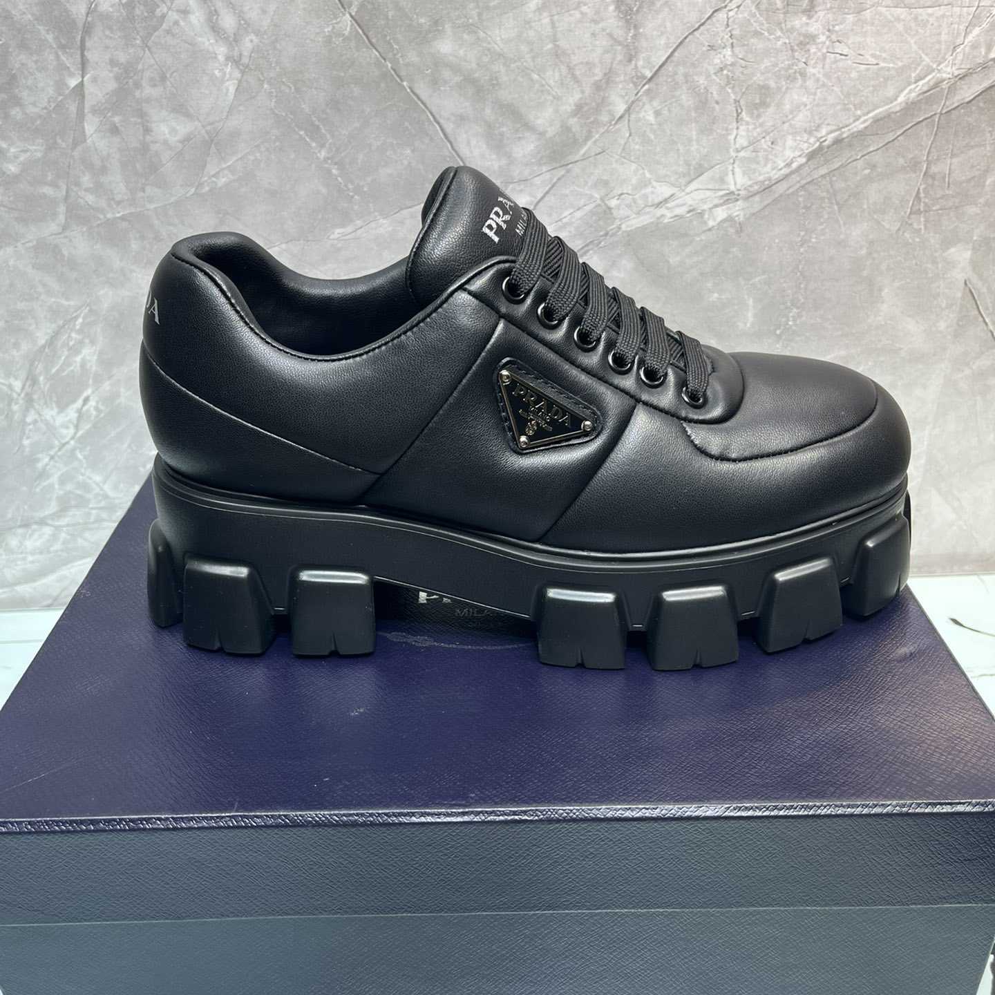 Prada Padded Nappa Leather Lace-up Shoes - PerfectKickZ