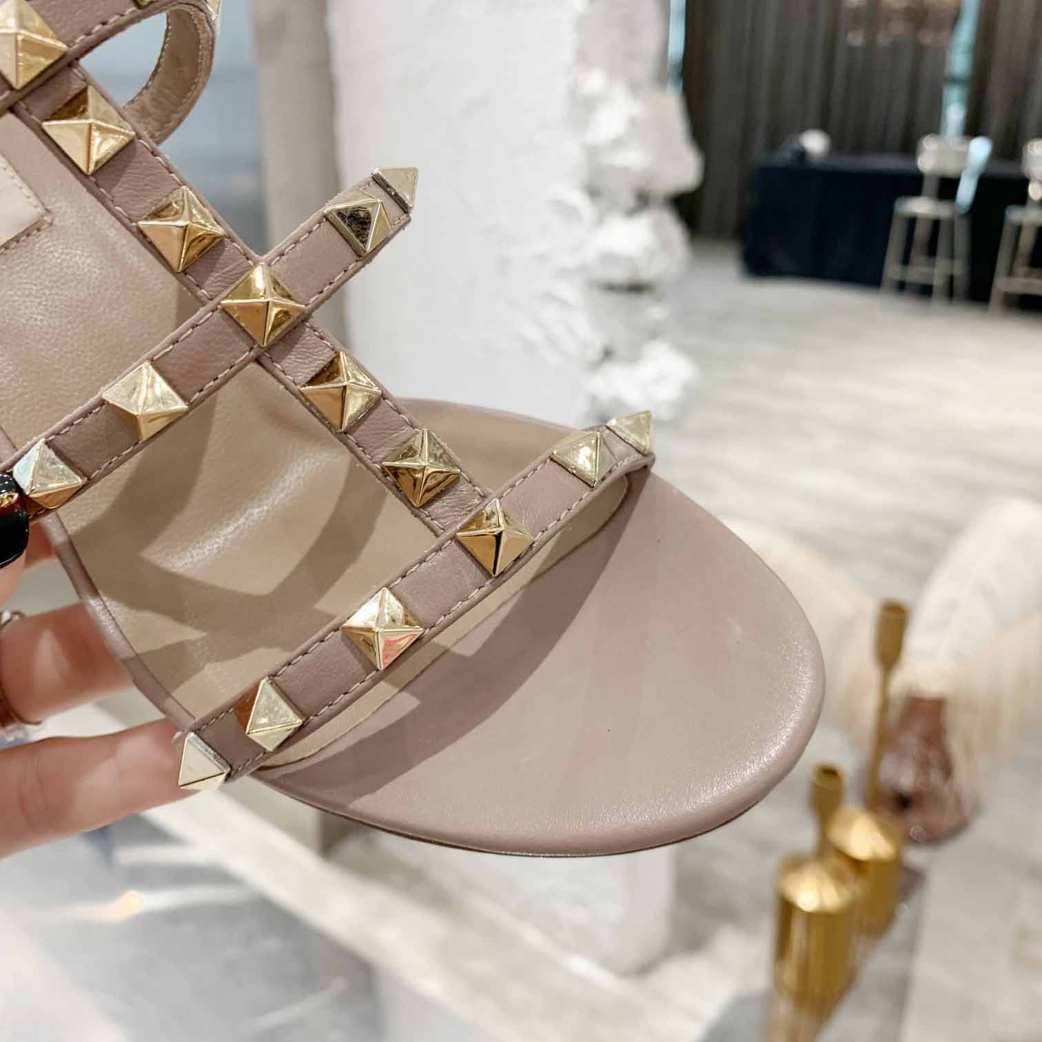 Valenti Rockstud Calfskin Leather Slide Sandal  - PerfectKickZ