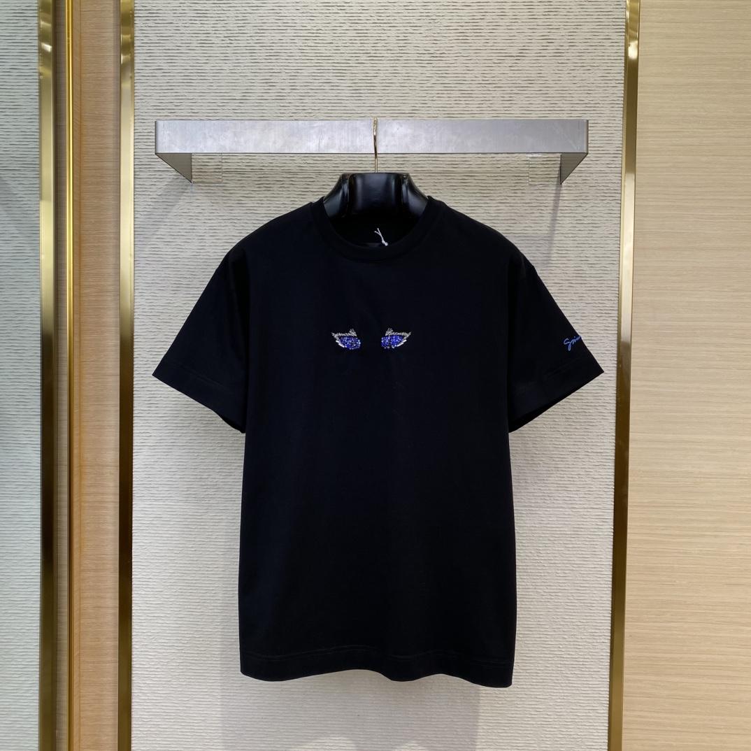 Givenchy T-shirt In Cotton With Cat Eye Embroidery - PerfectKickZ