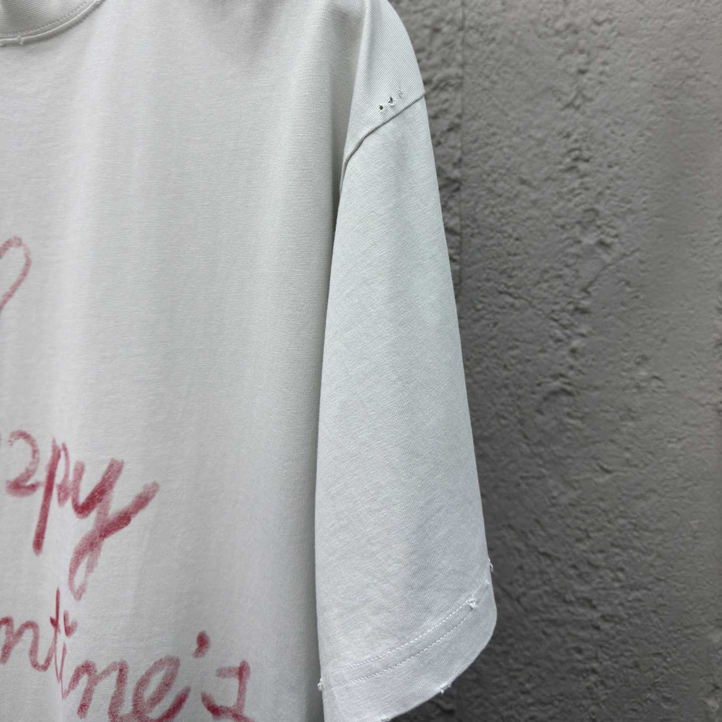 Balenciaga Lipstick Valentines T-Shirt Small Fit In Dirty White Tubular Jersey - PerfectKickZ