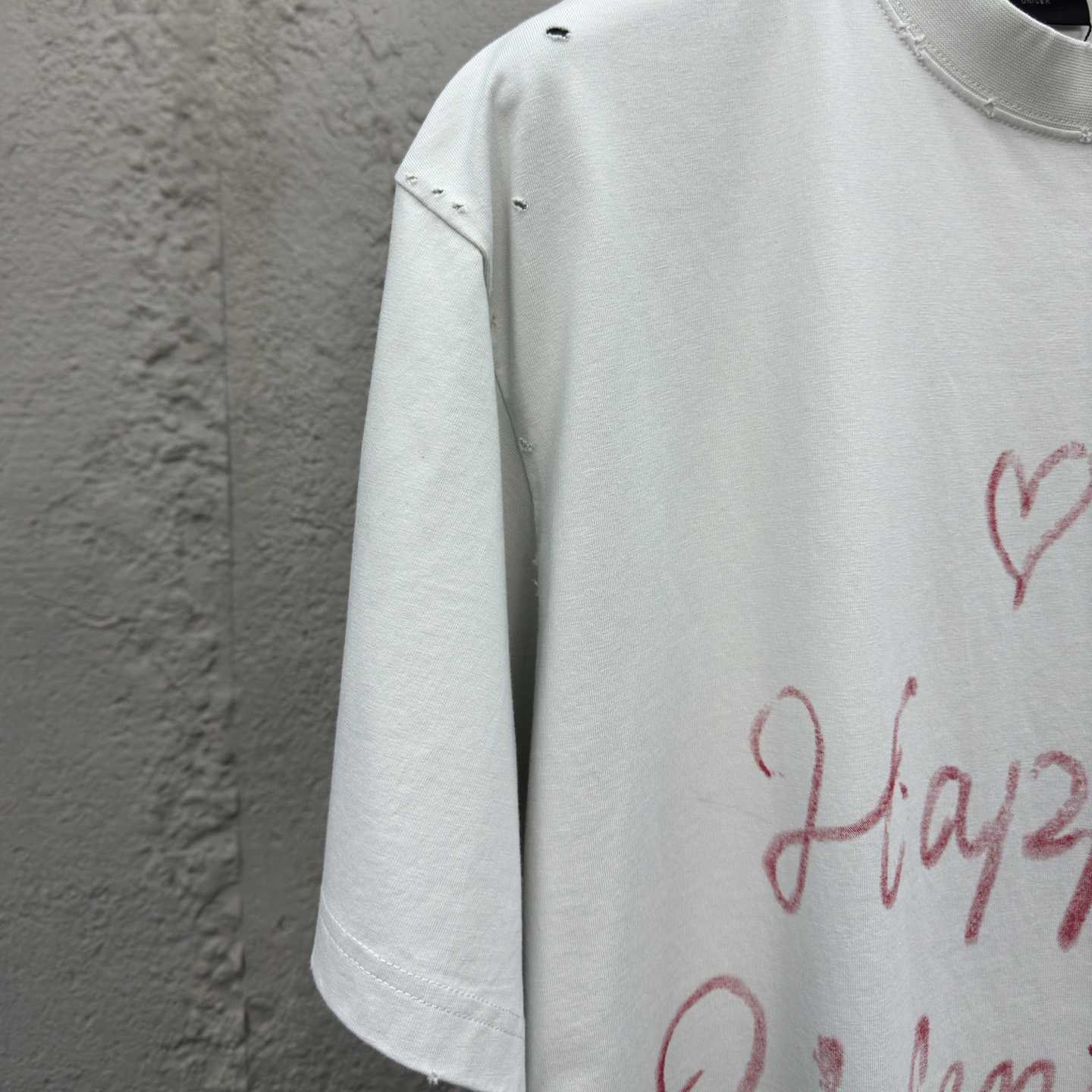 Balenciaga Lipstick Valentines T-Shirt Small Fit In Dirty White Tubular Jersey - PerfectKickZ
