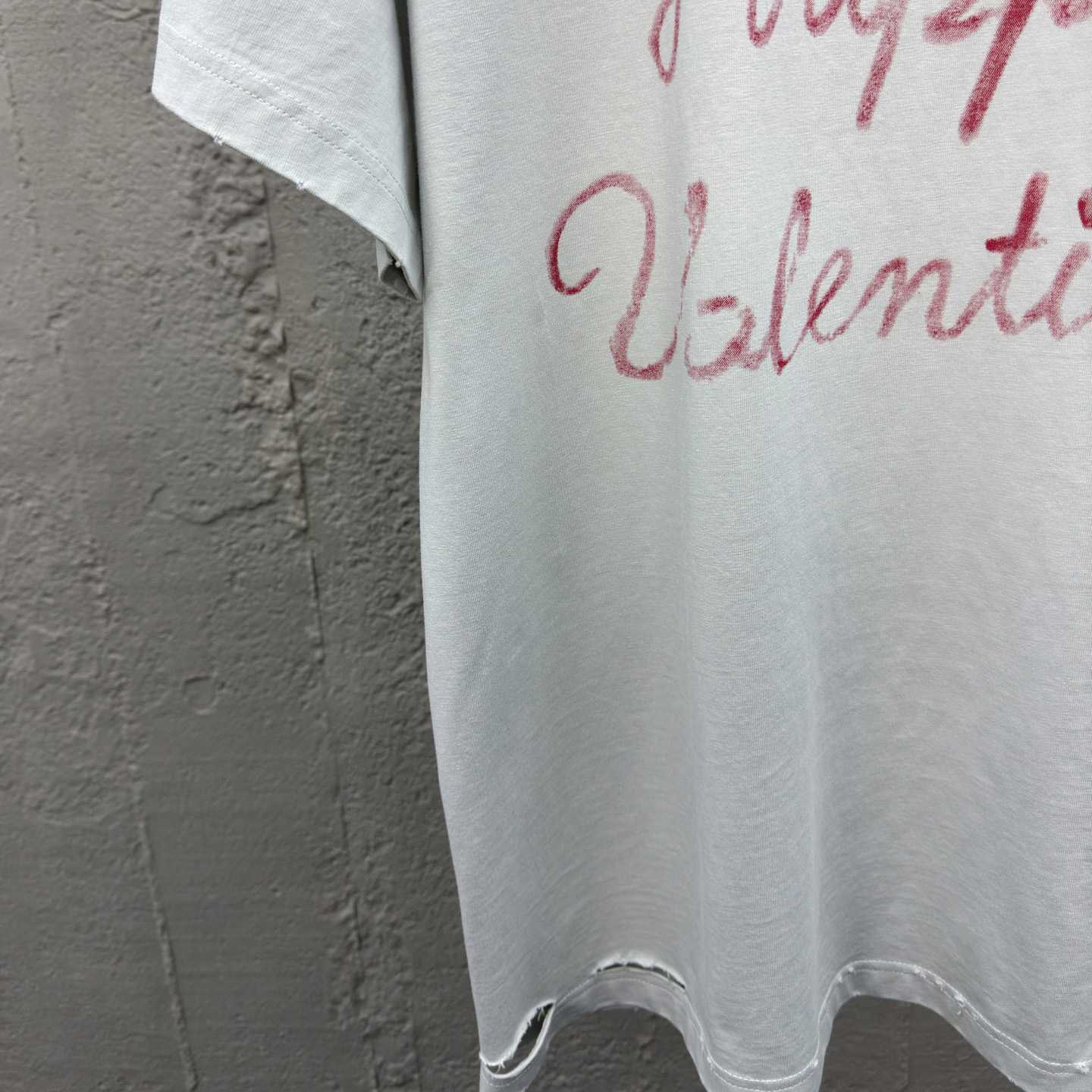 Balenciaga Lipstick Valentines T-Shirt Small Fit In Dirty White Tubular Jersey - PerfectKickZ