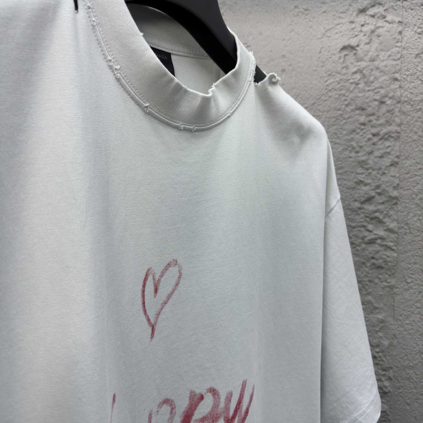 Balenciaga Lipstick Valentines T-Shirt Small Fit In Dirty White Tubular Jersey - PerfectKickZ