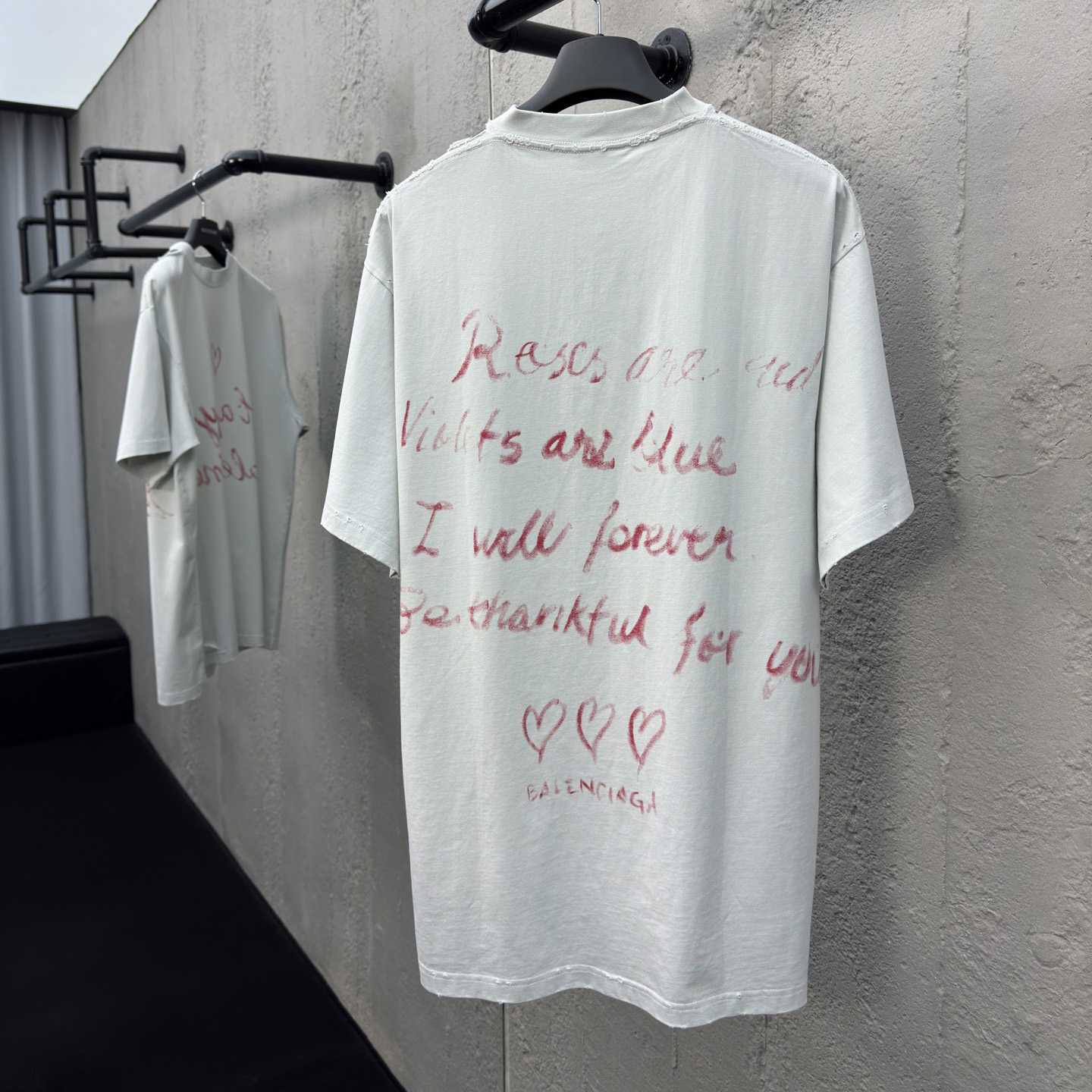 Balenciaga Lipstick Valentines T-Shirt Small Fit In Dirty White Tubular Jersey - PerfectKickZ