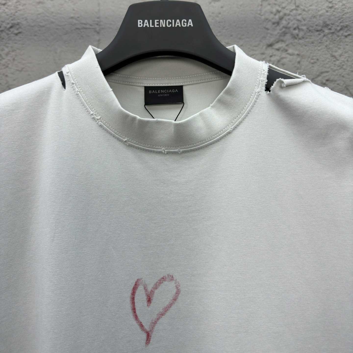 Balenciaga Lipstick Valentines T-Shirt Small Fit In Dirty White Tubular Jersey - PerfectKickZ