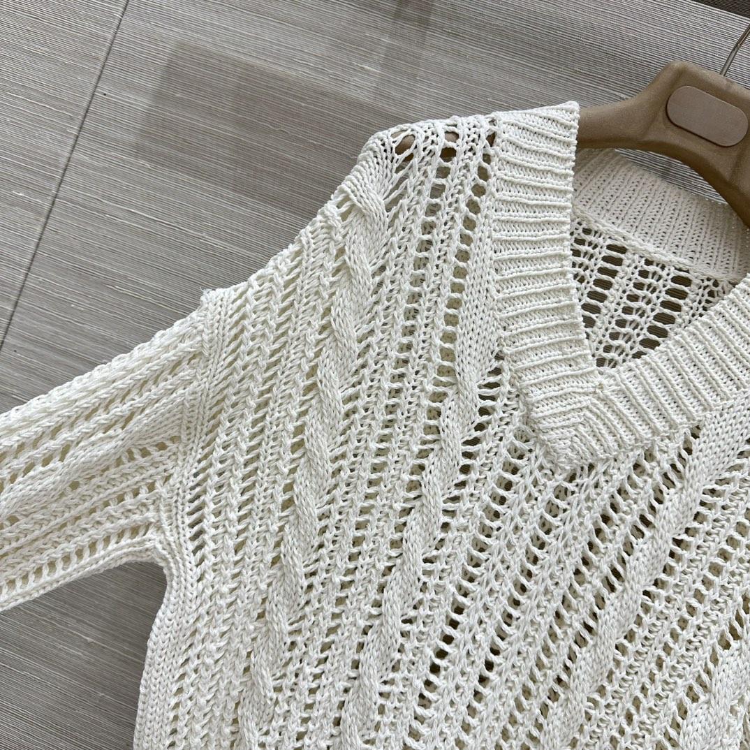 Brunello Cucinelli Jute And Cotton Cable & Mesh Sweater - PerfectKickZ