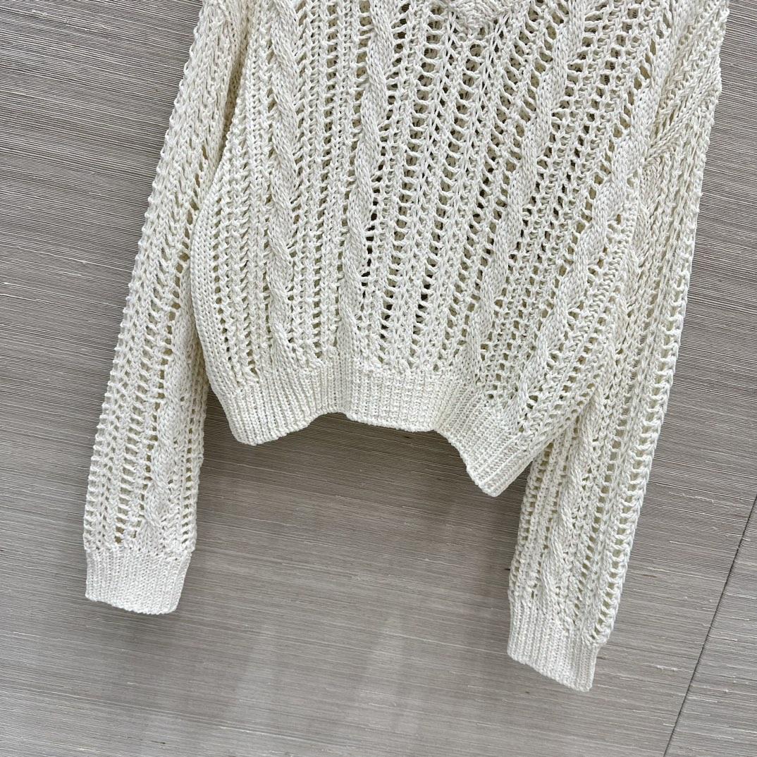 Brunello Cucinelli Jute And Cotton Cable & Mesh Sweater - PerfectKickZ