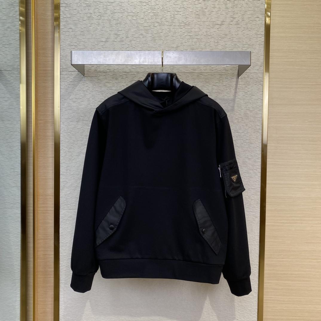 Prada Cotton Fleece And Re-Nylon Hoodie - PerfectKickZ