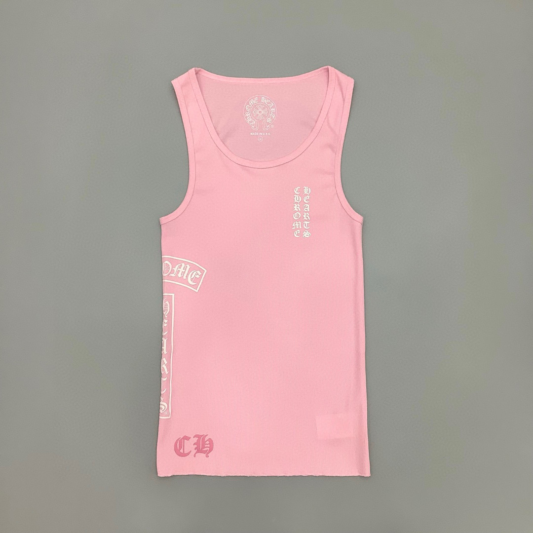 Chrome Hearts Pink Vertical Logo Tank Top - PerfectKickZ