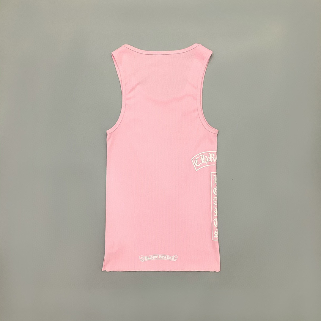 Chrome Hearts Pink Vertical Logo Tank Top - PerfectKickZ