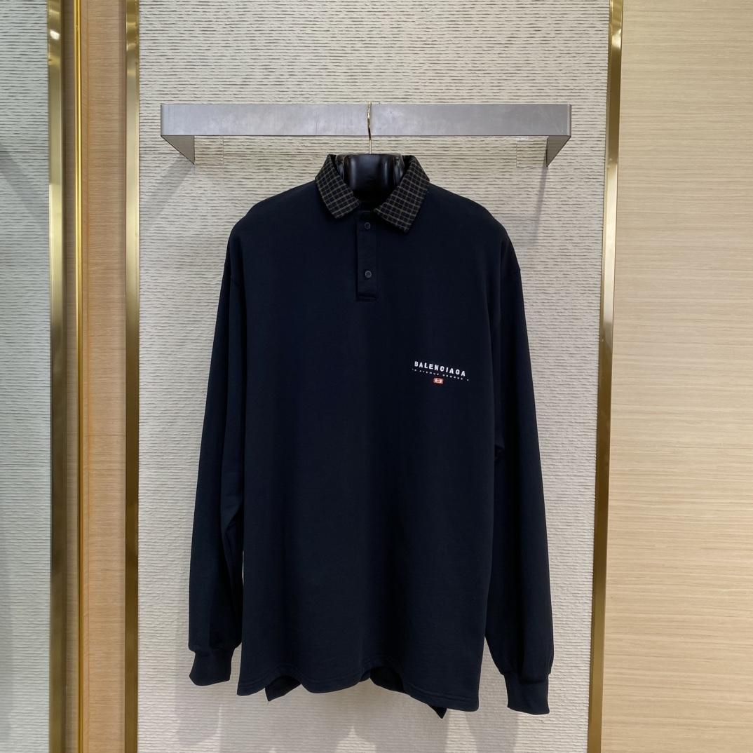 Balenciaga Unity Sport Long Sleeve Shirt Collar Polo In Faded Black - PerfectKickZ