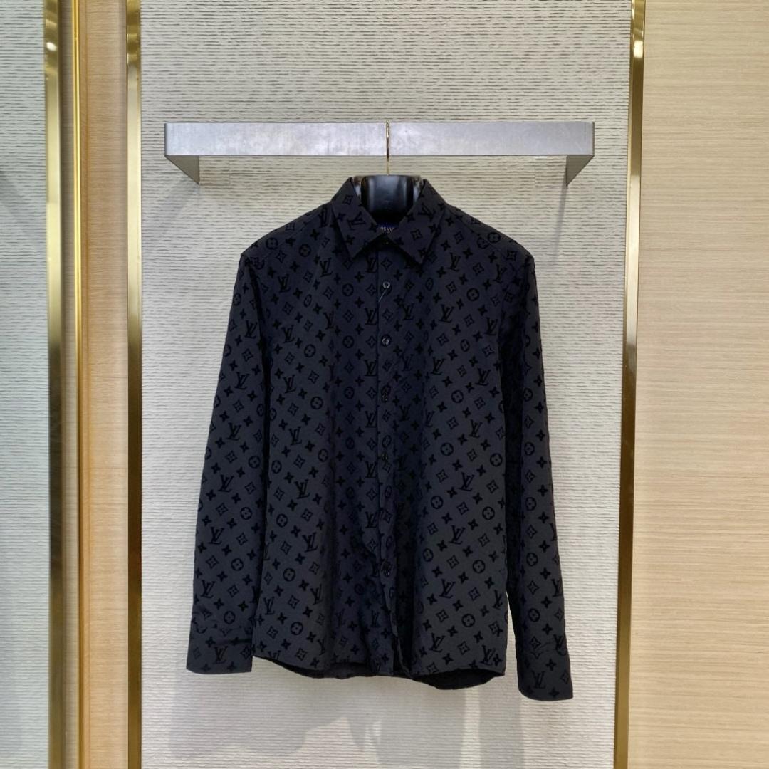 Louis Vuitton Flocked  Monogram Long-Sleeved Shirt - PerfectKickZ