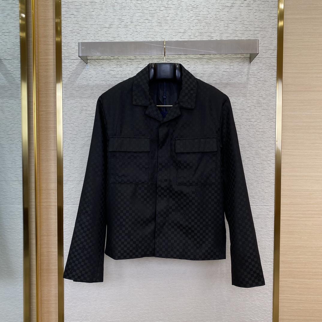Louis Vuitton Damier Open Collar Wool Overshirt   1AFVNA - PerfectKickZ