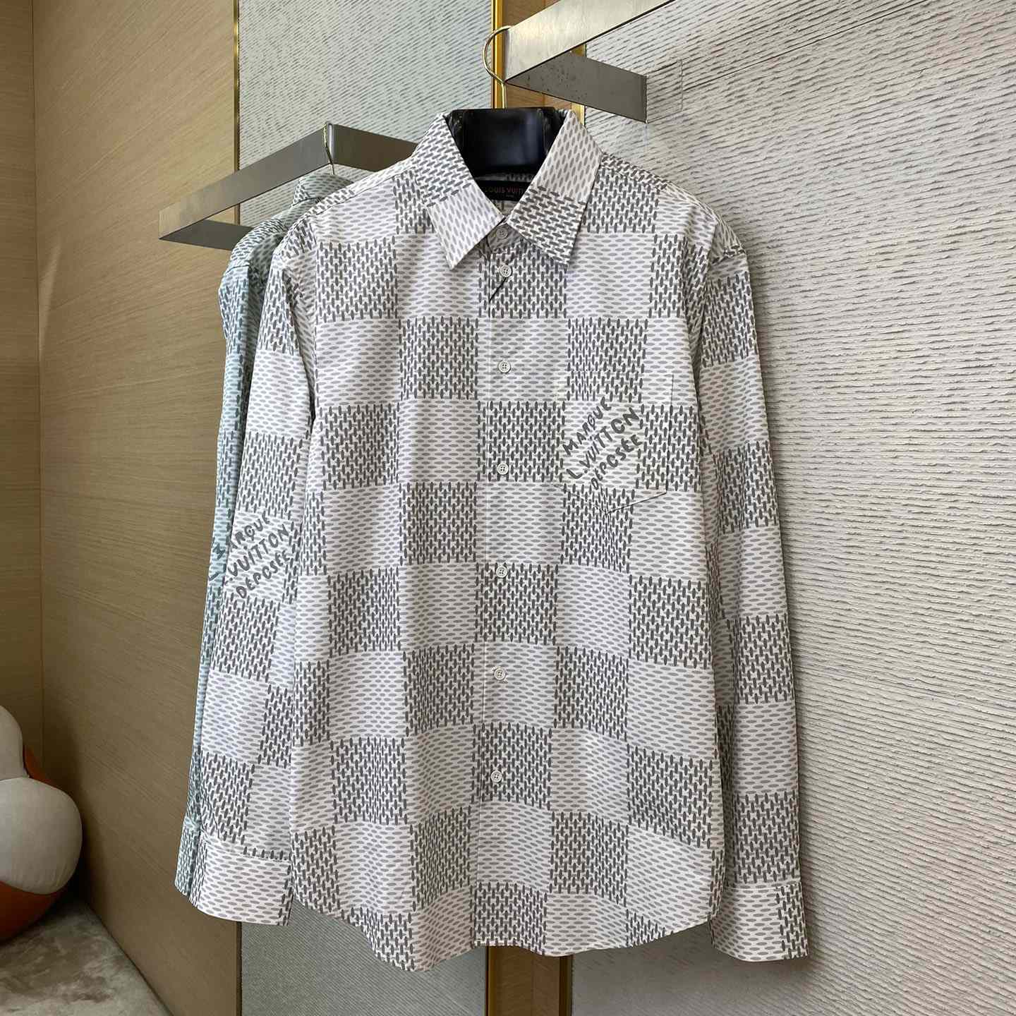 Louis Vuitton Damier Long-Sleeved Classic Cotton Shirt   1AFJDA - PerfectKickZ