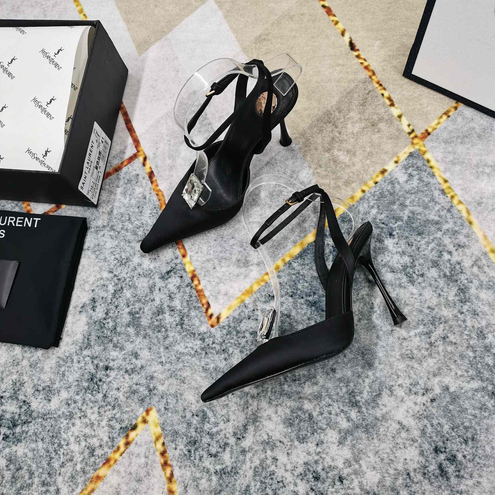 Saint Laurent Harlow Pumps In Satin Crepe And Crystals - PerfectKickZ