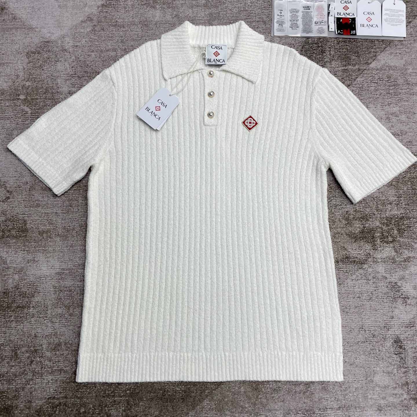 Casablanca Boucle Knit Polo Shirt   D0084 - PerfectKickZ