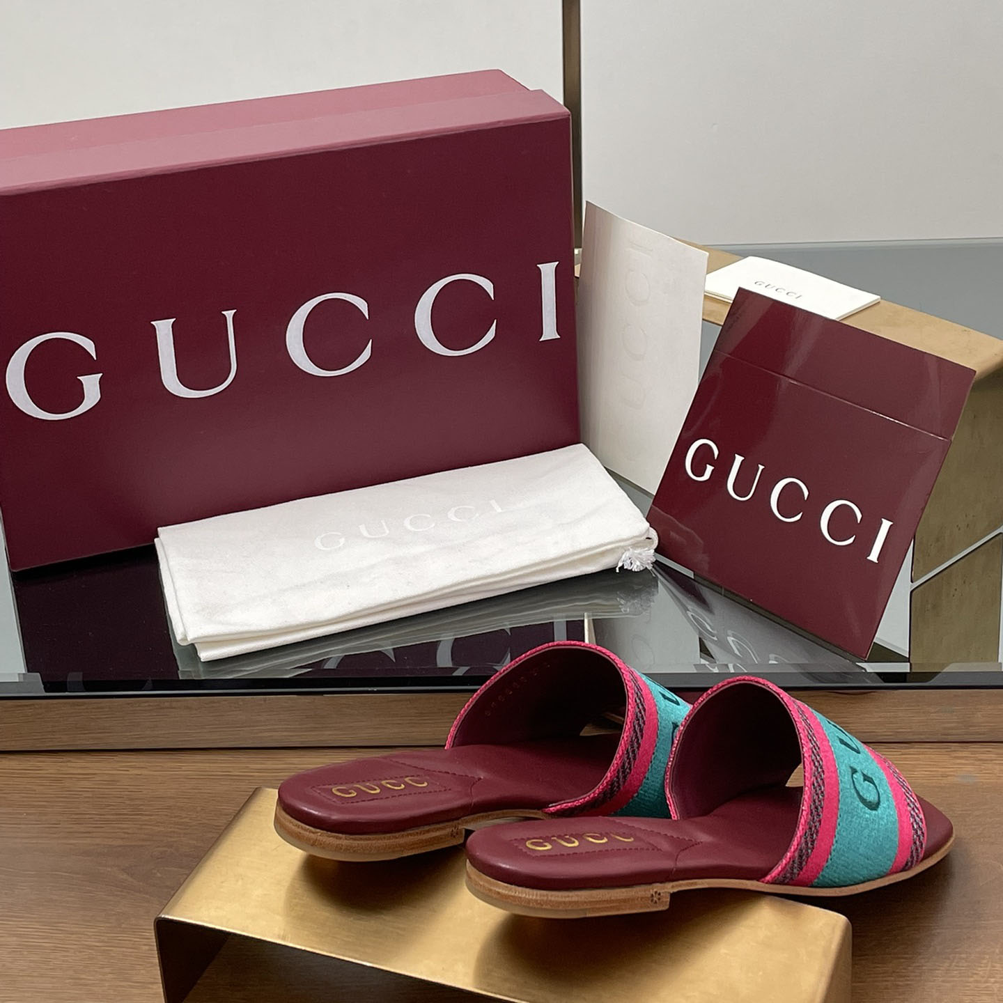Gucci Women's Slide Sandal With Web - PerfectKickZ