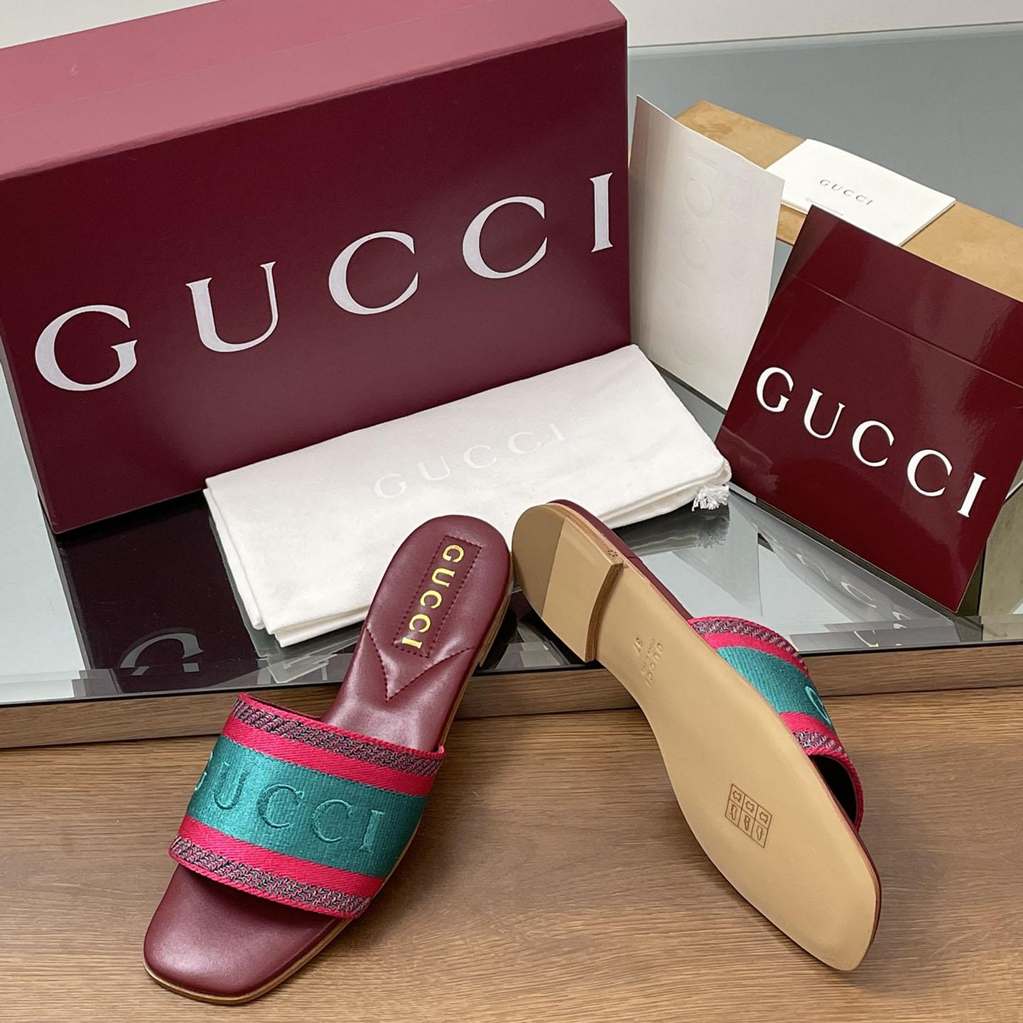 Gucci Women's Slide Sandal With Web - PerfectKickZ