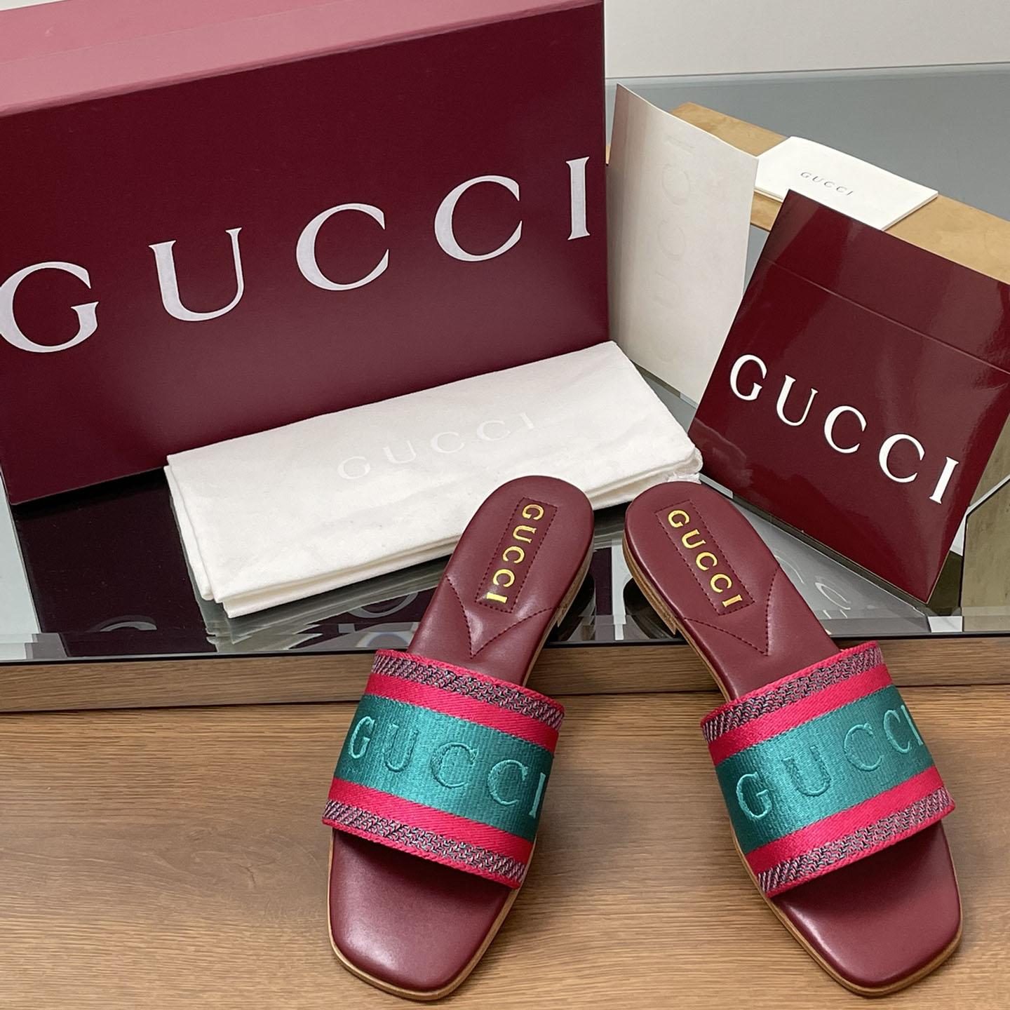 Gucci Women's Slide Sandal With Web - PerfectKickZ