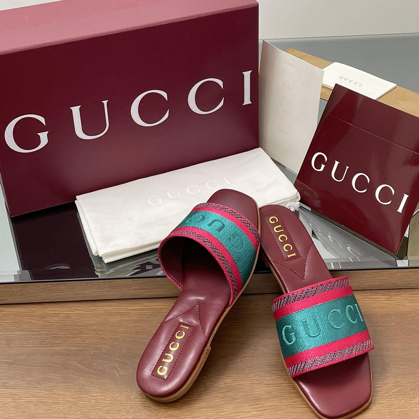 Gucci Women's Slide Sandal With Web - PerfectKickZ