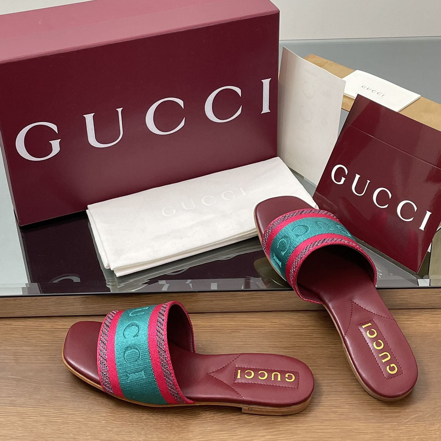 Gucci Women's Slide Sandal With Web - PerfectKickZ