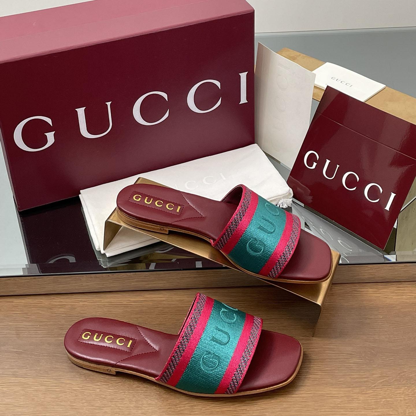 Gucci Women's Slide Sandal With Web - PerfectKickZ