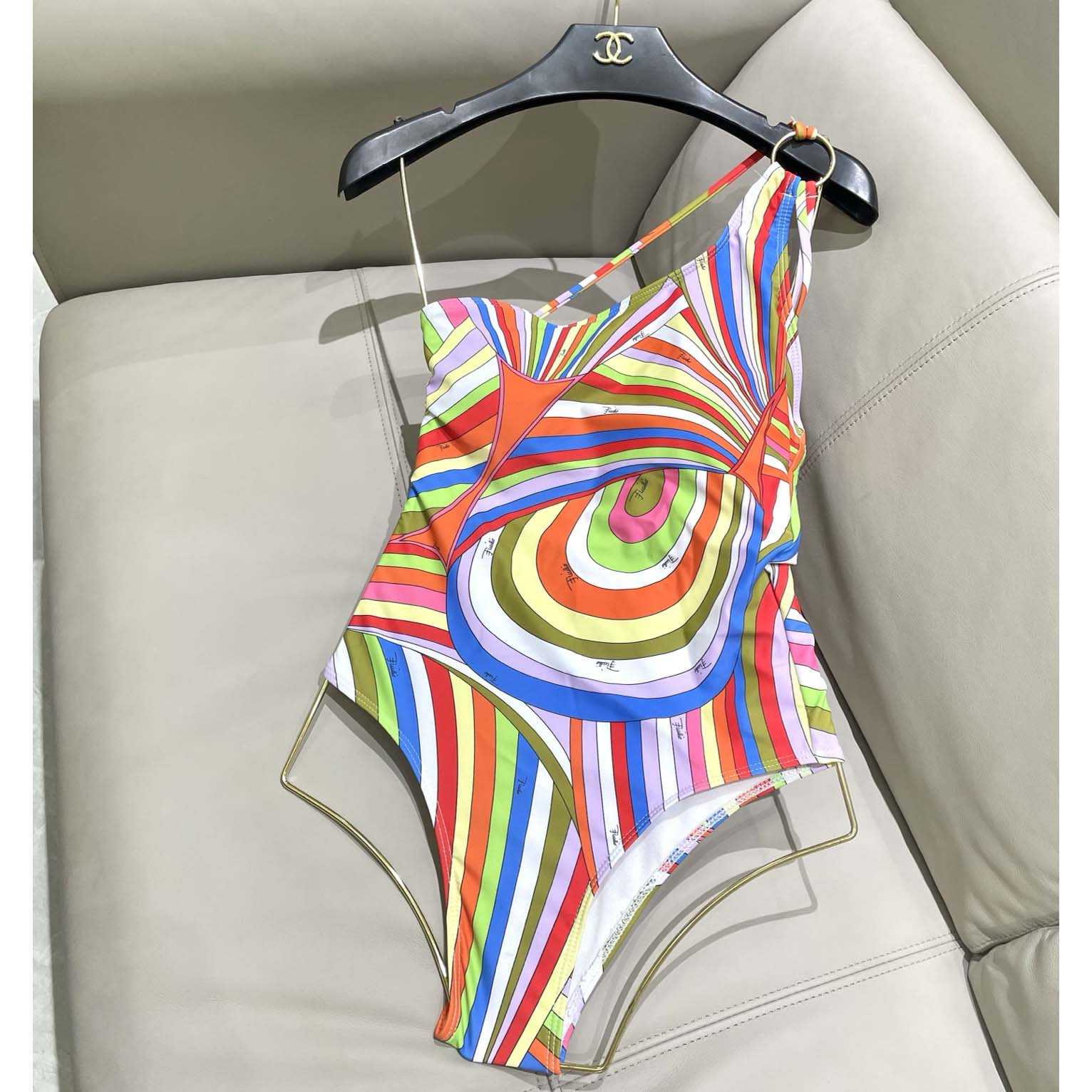 Pucci One-shoulder Embellished Printed Swimsuit  - PerfectKickZ
