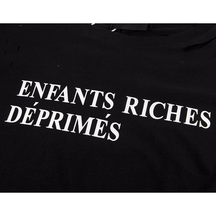 Enfants Riches Déprimés Cropped Distressed Logo-Print Cotton-Jersey - PerfectKickZ