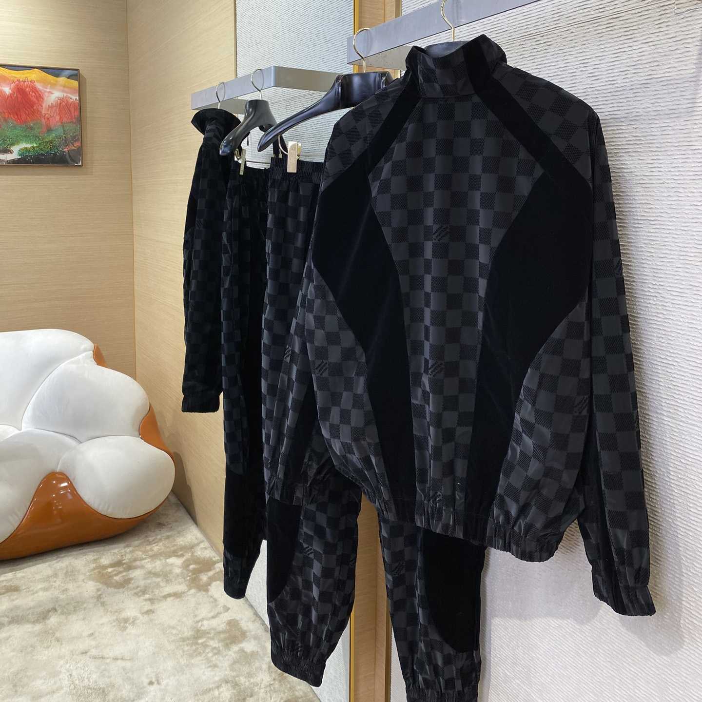 Louis Vuitton Flocked Damier Technical Tracksuit Top   1AHBG1 - PerfectKickZ