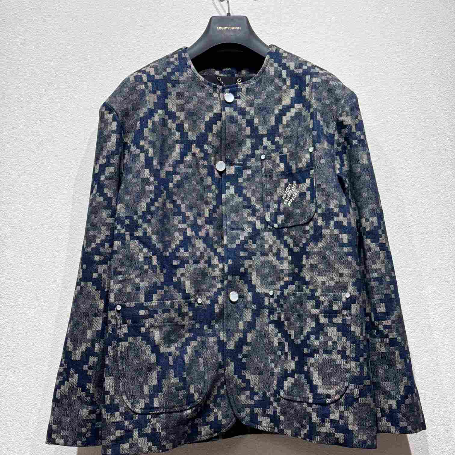 Louis Vuitton Graphic Collarless Denim Jacket   - PerfectKickZ