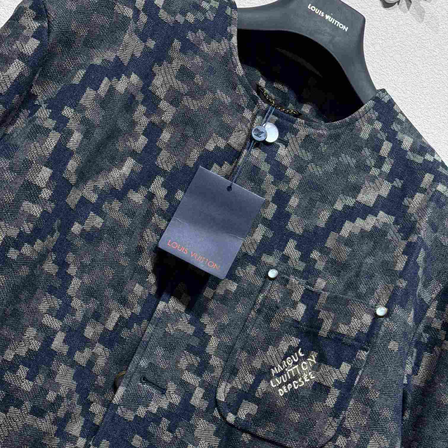 Louis Vuitton Graphic Collarless Denim Jacket   - PerfectKickZ